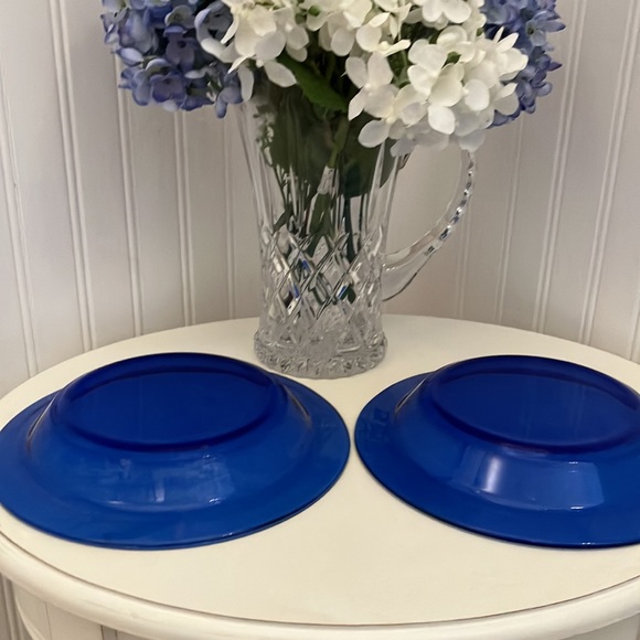 Arcoroc Cobalt Blue Wide Rim Soup Bowls, 8 1/2” Across x 1 1/4” Deep. Pair - Picture 6 of 8